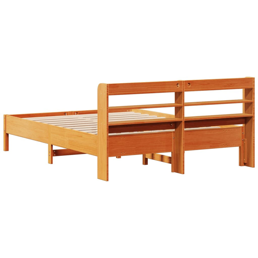 Bedframe zonder matras massief grenenhout wasbruin 160x200 cm