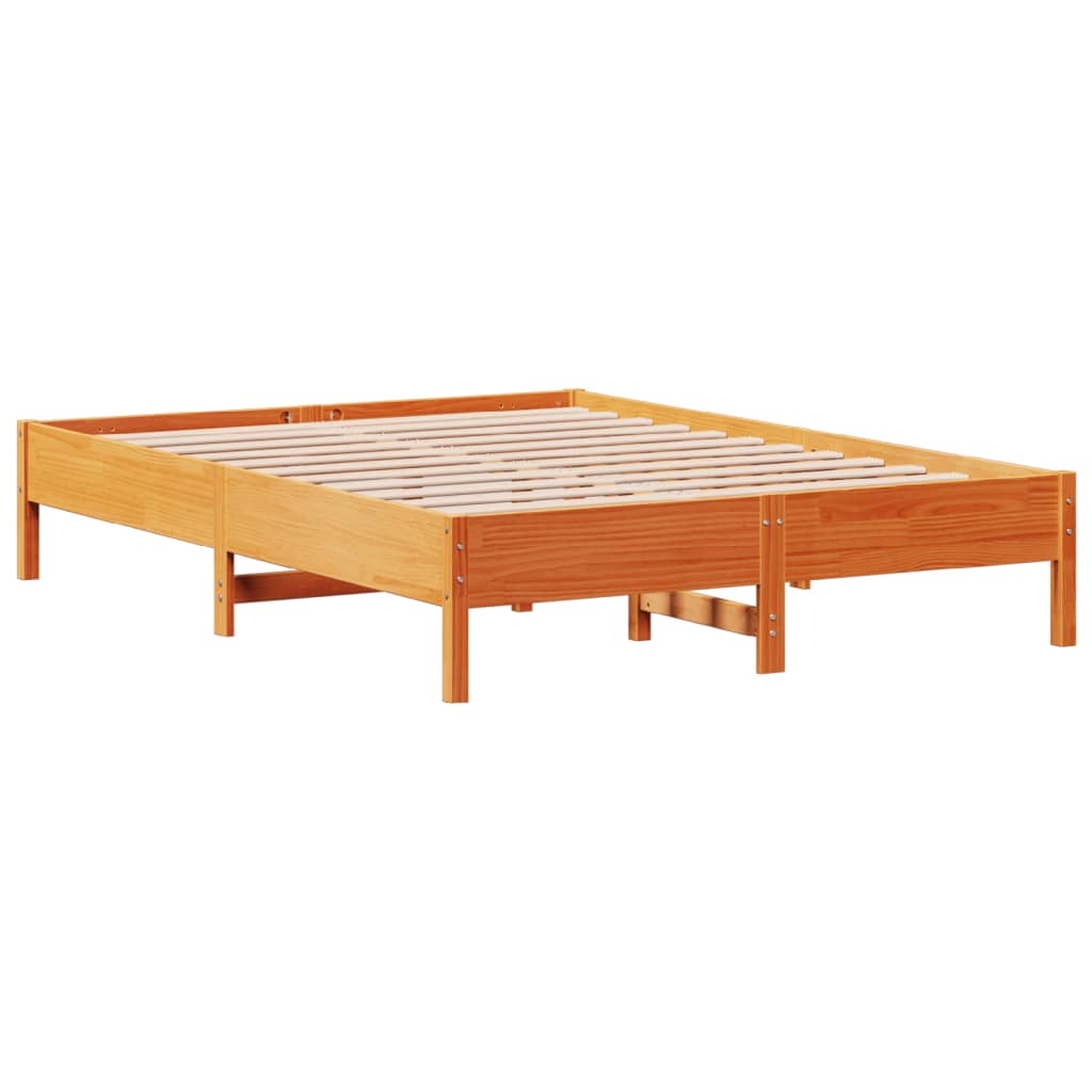 Bedframe zonder matras massief grenenhout wasbruin 160x200 cm