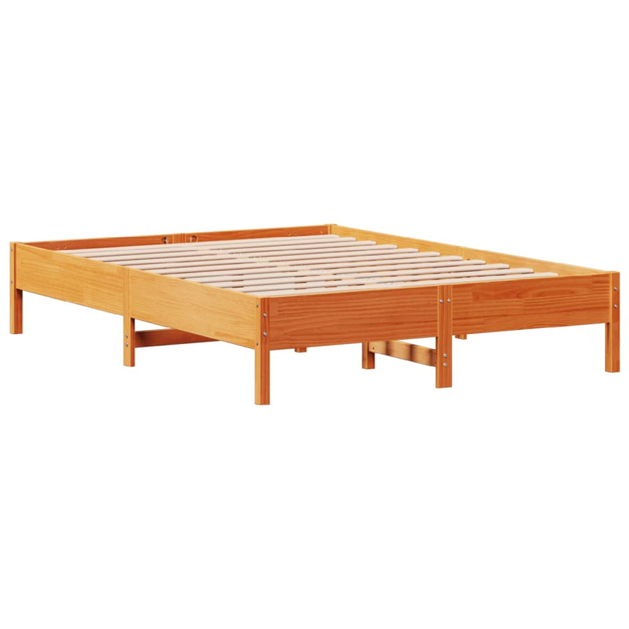 Bedframe zonder matras massief grenenhout wasbruin 160x200 cm
