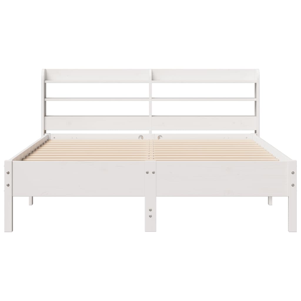 Bedframe zonder matras massief grenenhout wit 150x200 cm