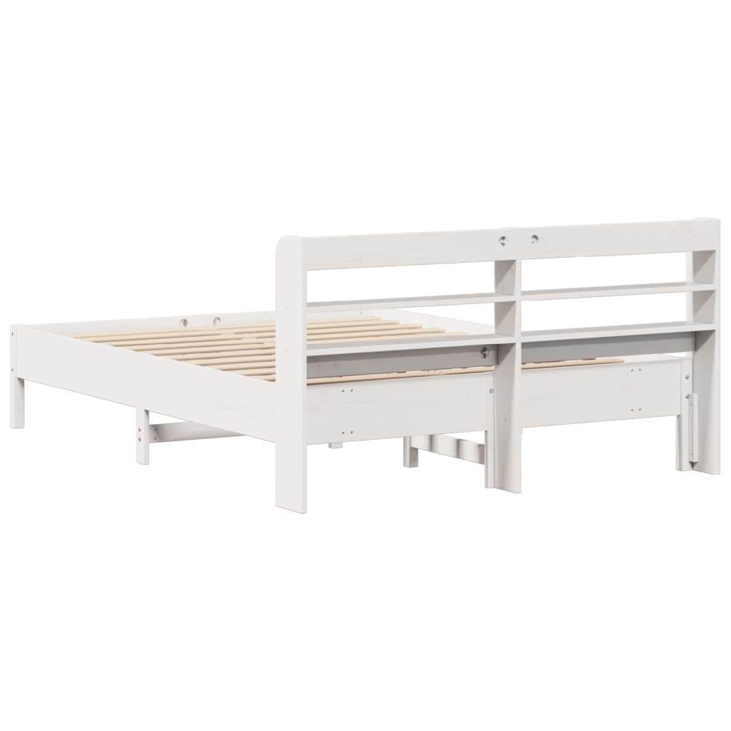 Bedframe zonder matras massief grenenhout wit 150x200 cm