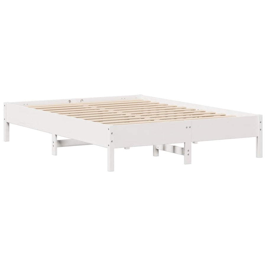 Bedframe zonder matras massief grenenhout wit 150x200 cm