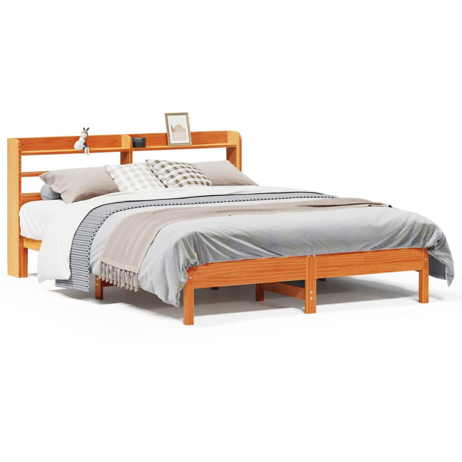 Bedframe zonder matras massief grenenhout wasbruin 150x200 cm