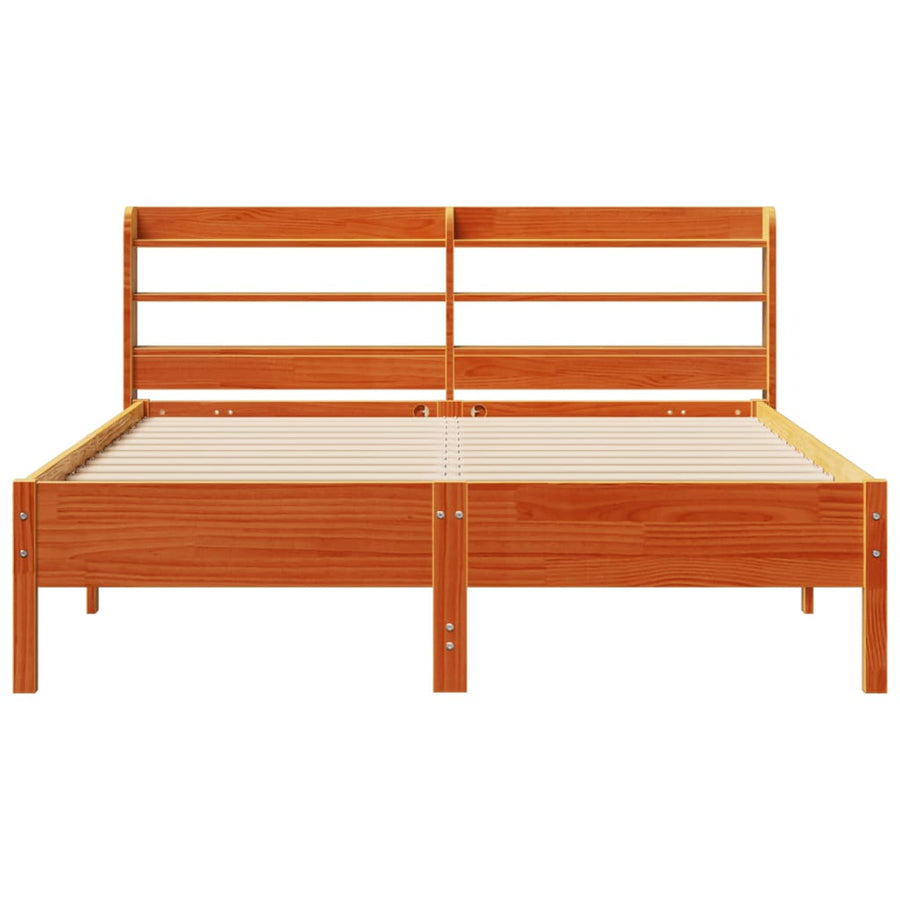 Bedframe zonder matras massief grenenhout wasbruin 150x200 cm