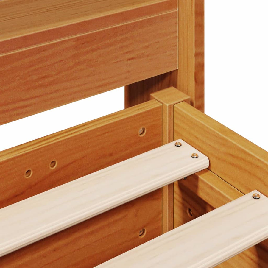 Bedframe zonder matras massief grenenhout wasbruin 150x200 cm