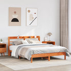 Pine Wood Bed Frame without Mattress Washed Brown 150x200 cm
