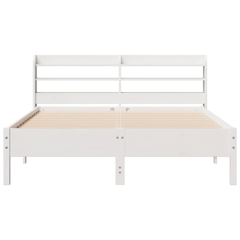 Bedframe zonder matras massief grenenhout wit 140x200 cm