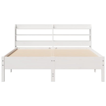 Bedframe zonder matras massief grenenhout wit 140x200 cm