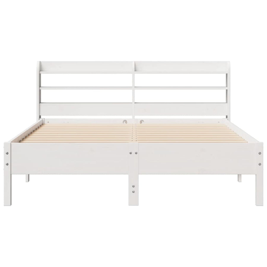 Bedframe zonder matras massief grenenhout wit 140x200 cm