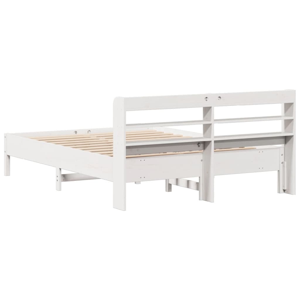 Bedframe zonder matras massief grenenhout wit 140x200 cm