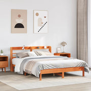 Solid pine wood bed frame without mattress, wax brown, 140x200 cm