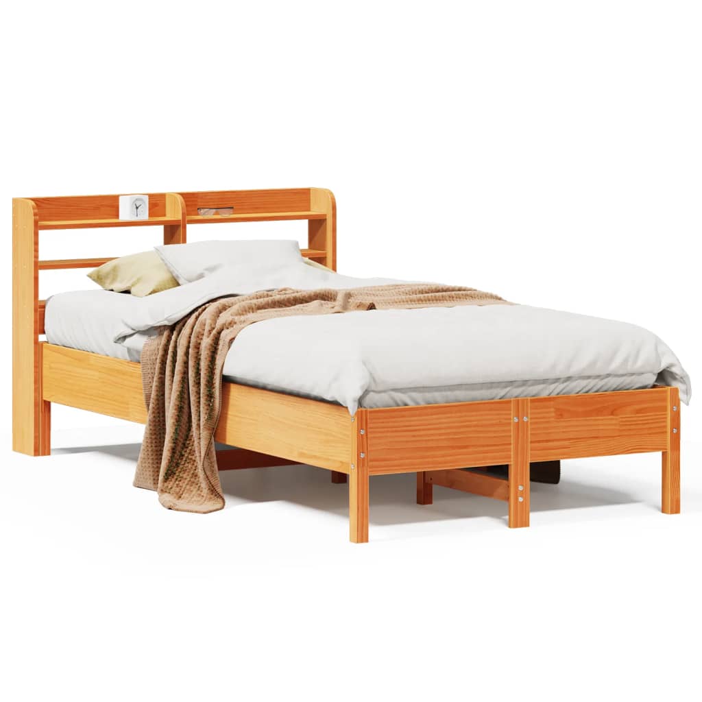 Bedframe zonder matras massief grenenhout wasbruin 120x200 cm
