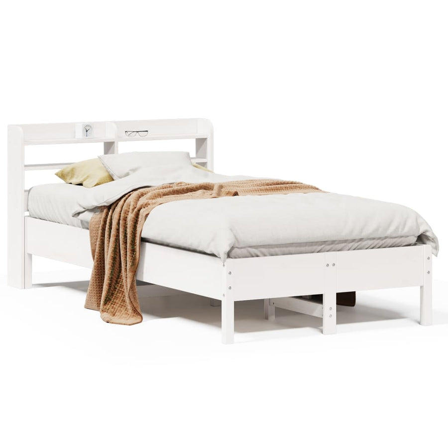 Bedframe zonder matras massief grenenhout wit 140x200 cm