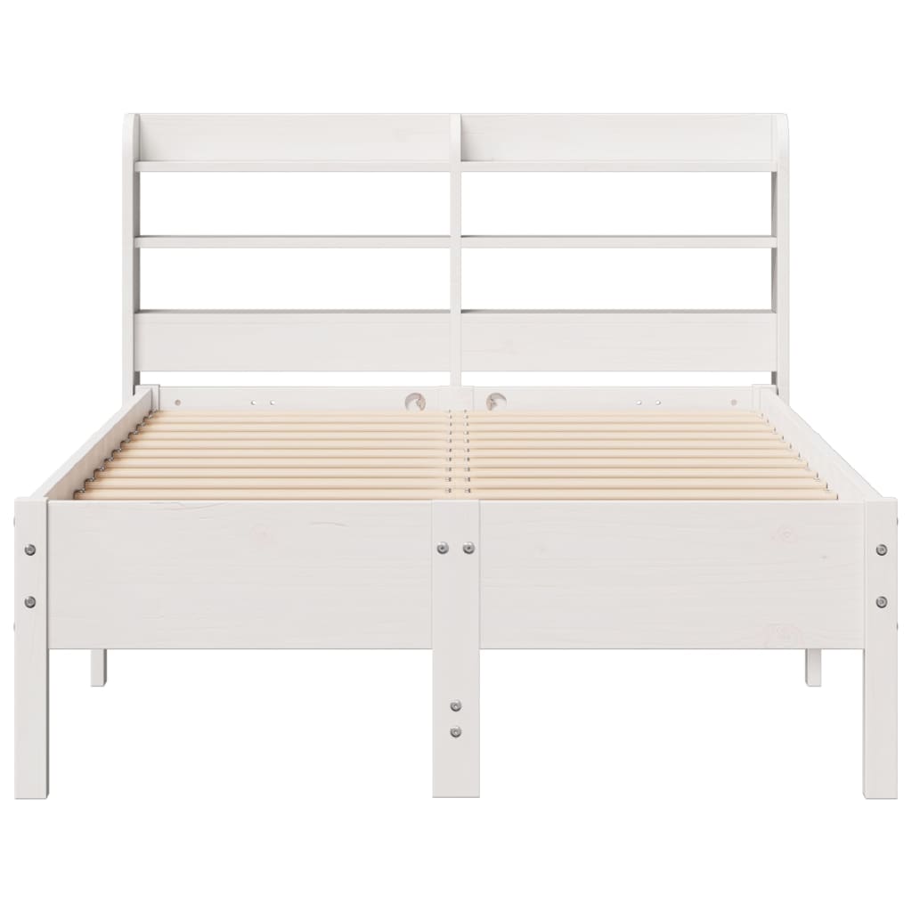 Bedframe zonder matras massief grenenhout wit 140x200 cm
