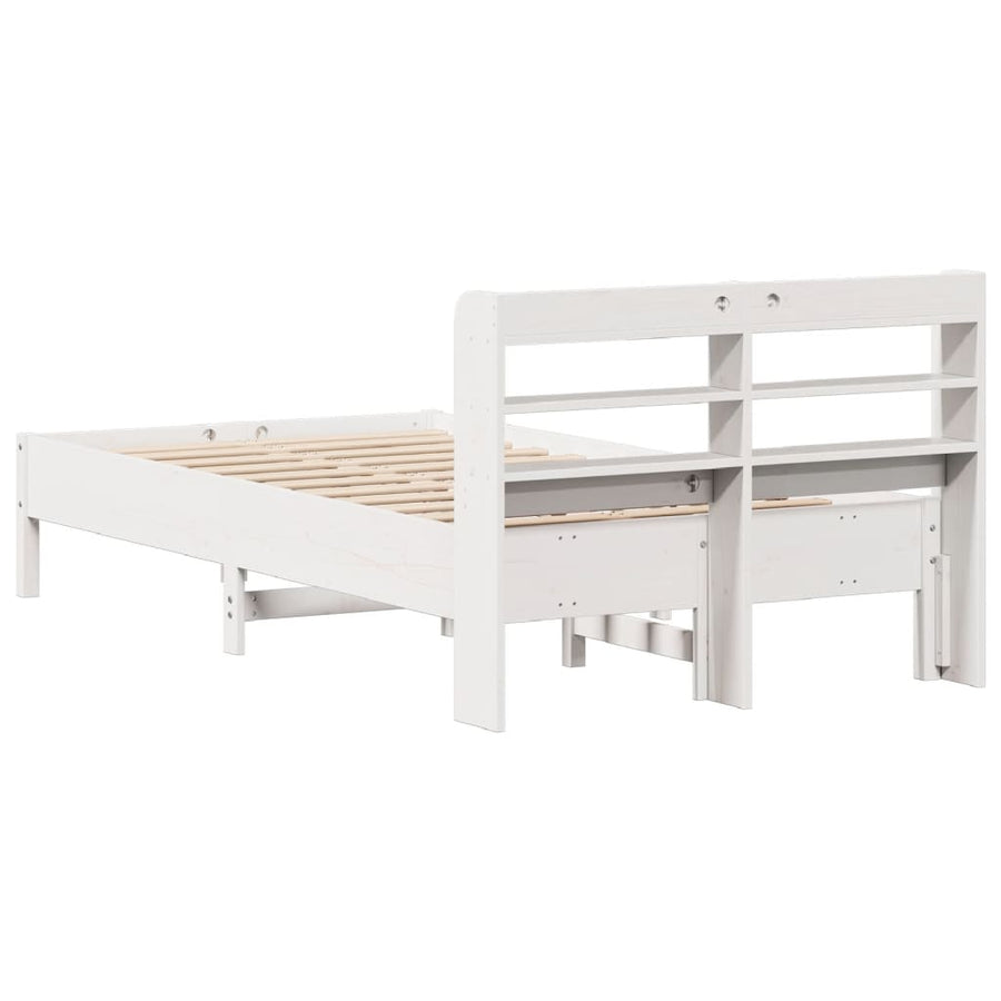 Bedframe zonder matras massief grenenhout wit 140x200 cm