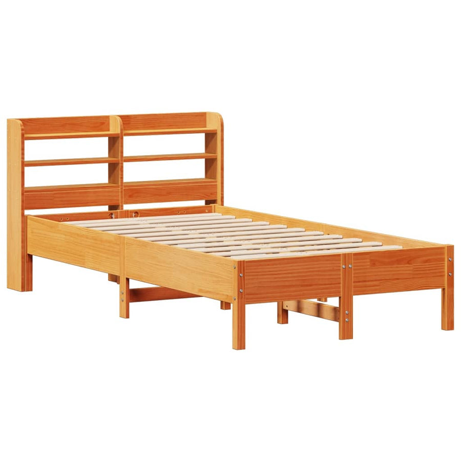Bedframe zonder matras massief grenenhout wasbruin 100x200 cm