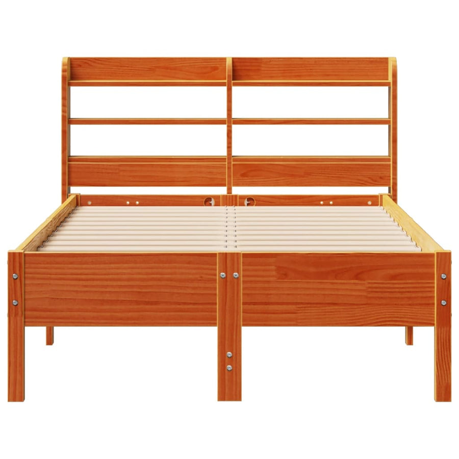 Bedframe zonder matras massief grenenhout wasbruin 100x200 cm