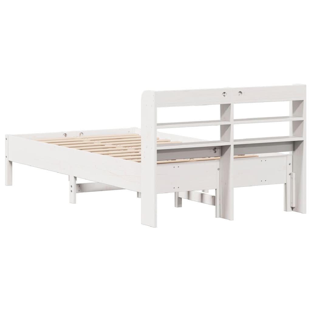 Bedframe zonder matras massief grenenhout wit 90x200 cm
