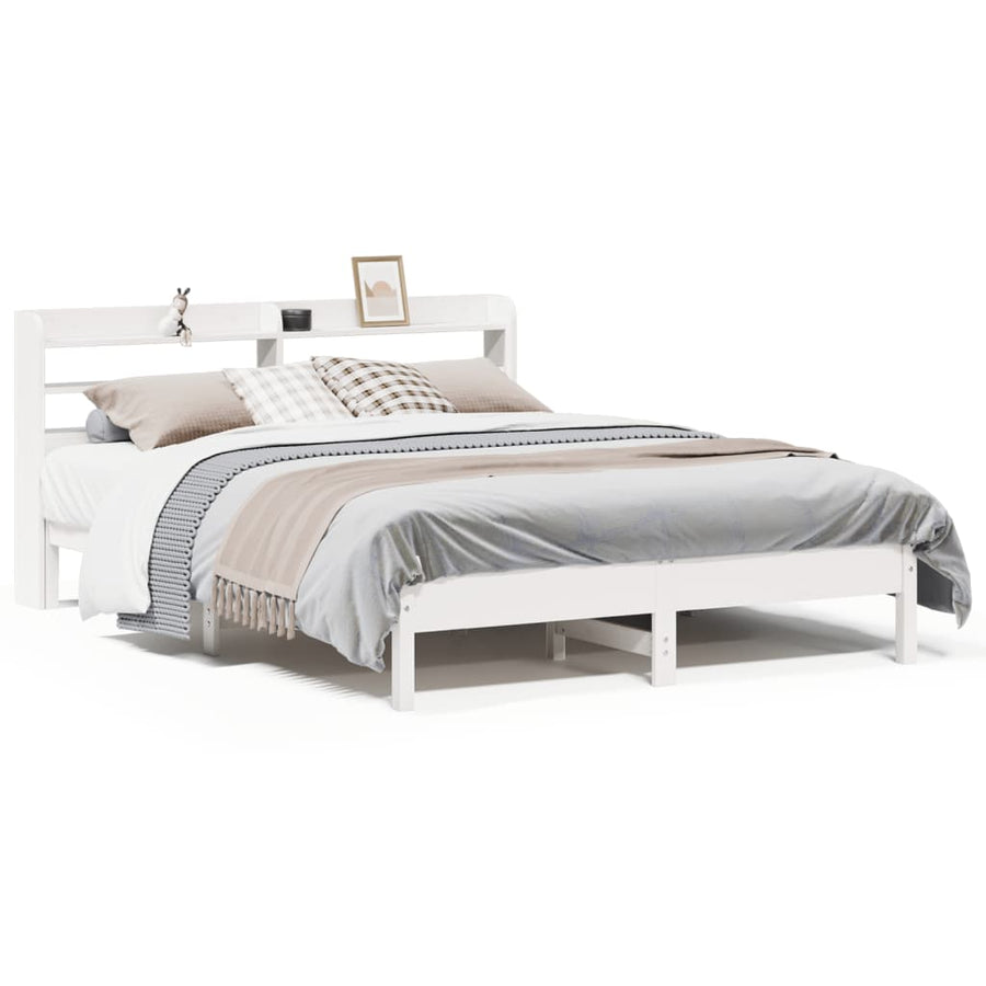 Bedframe zonder matras massief grenenhout wit 140x190 cm