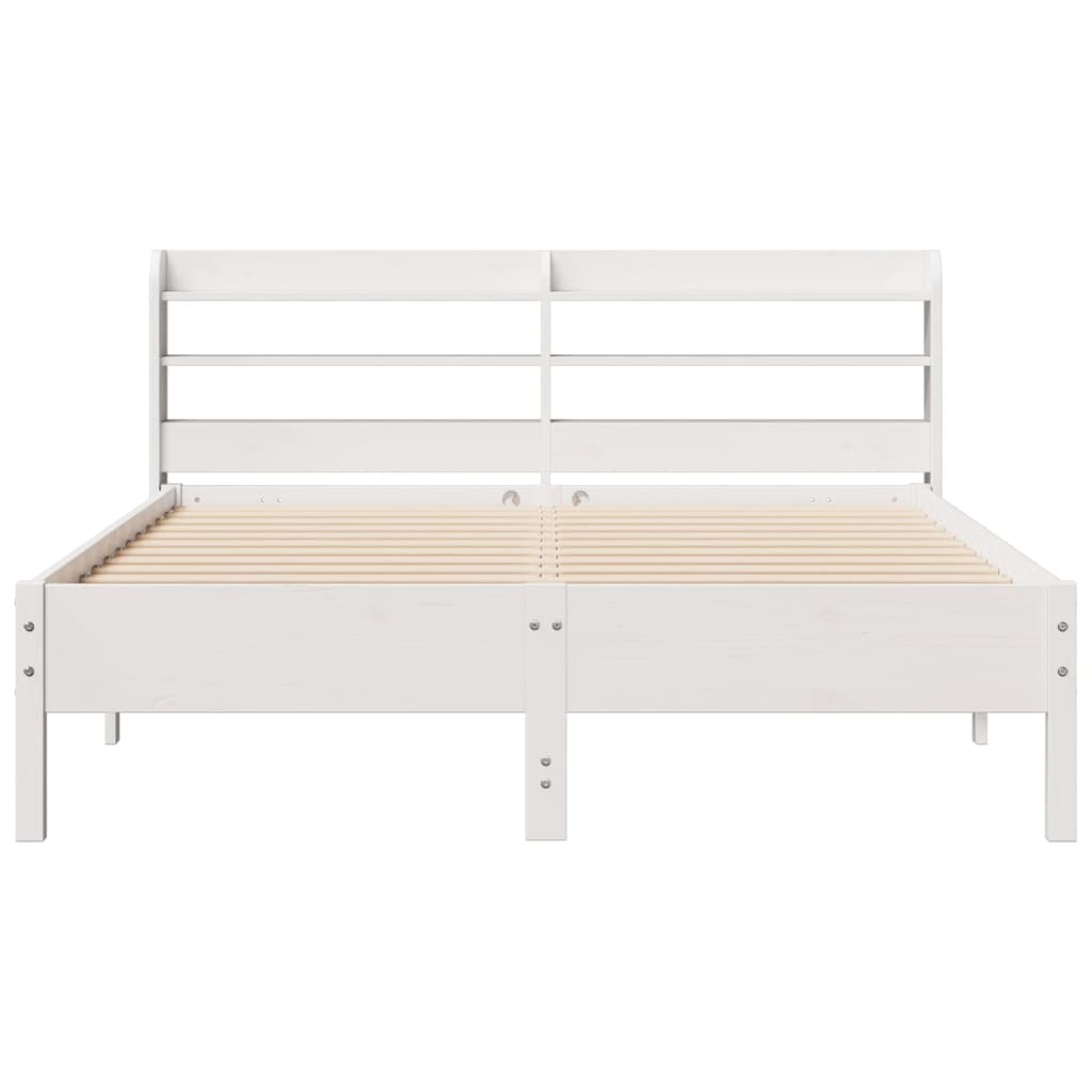 Bedframe zonder matras massief grenenhout wit 140x190 cm