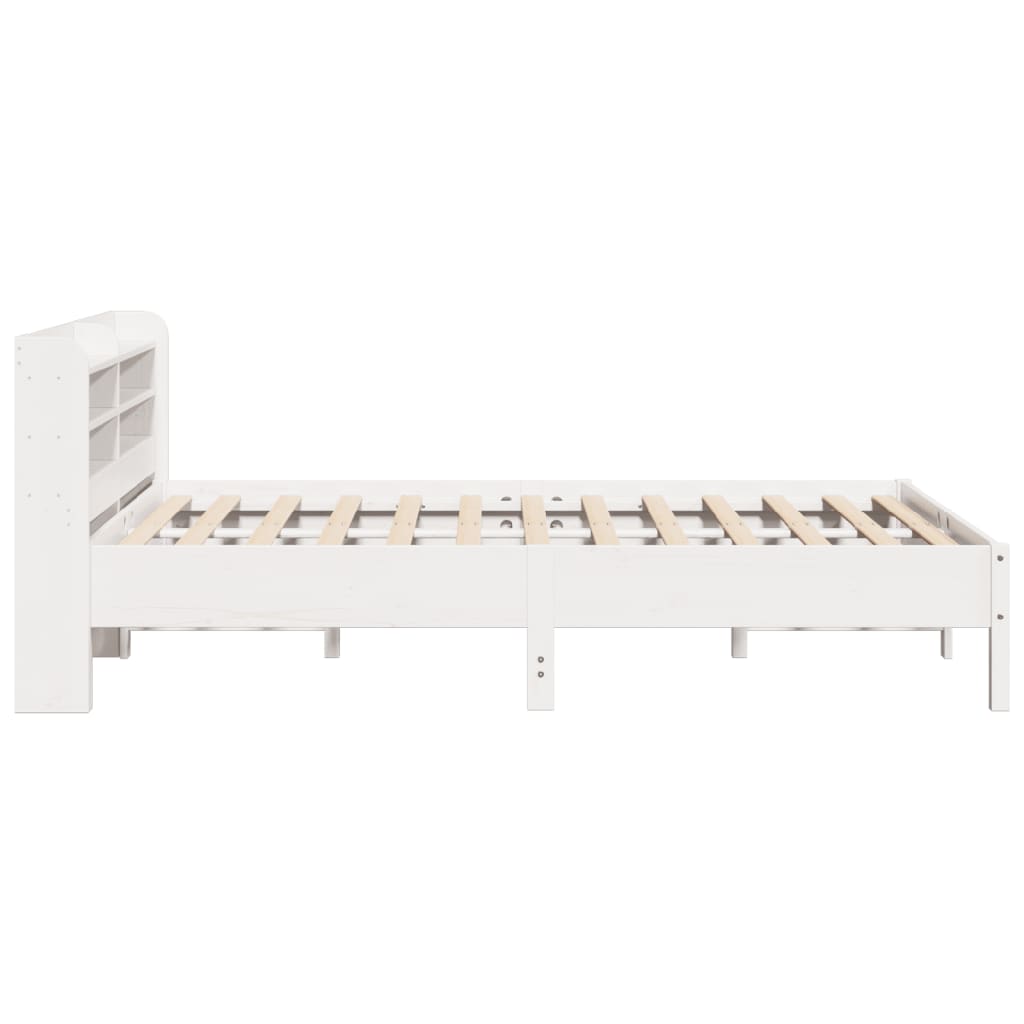 Bedframe zonder matras massief grenenhout wit 140x190 cm