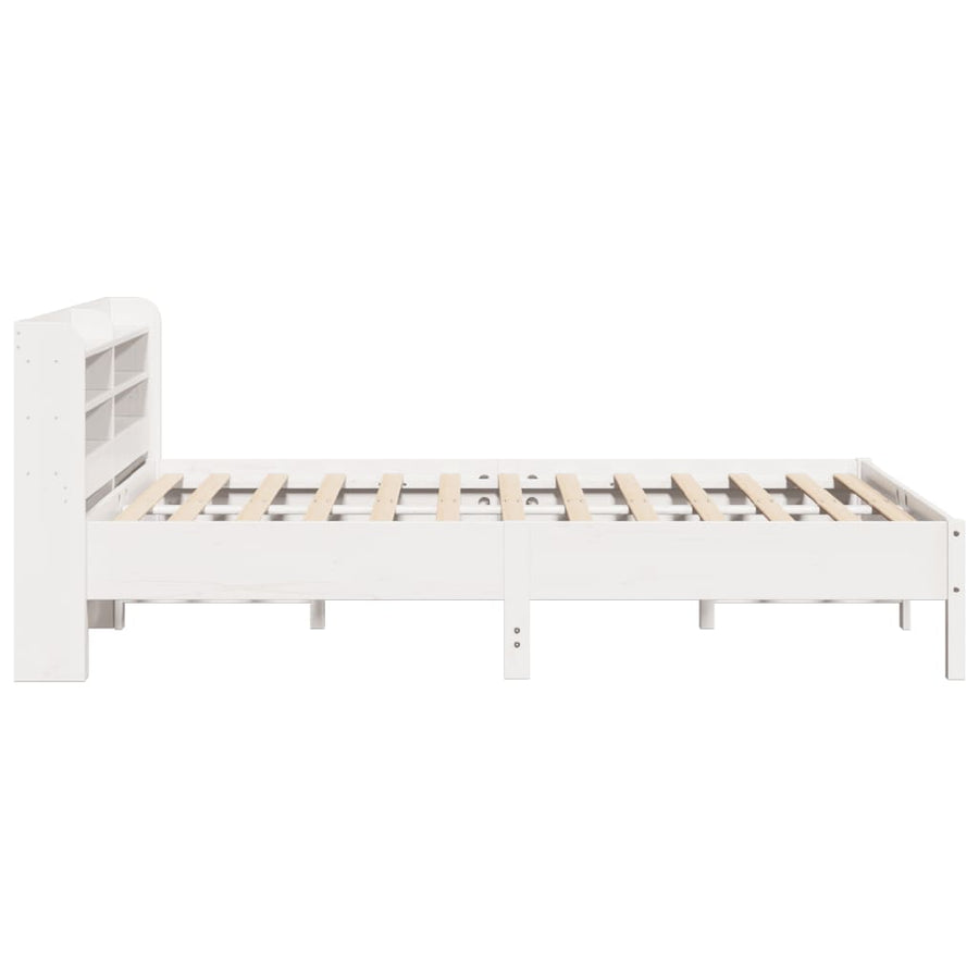 Bedframe zonder matras massief grenenhout wit 140x190 cm
