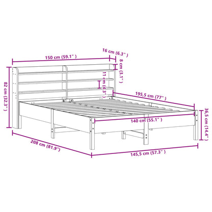 Bed met matras massief grenenhout wasbruin 140x190 cm