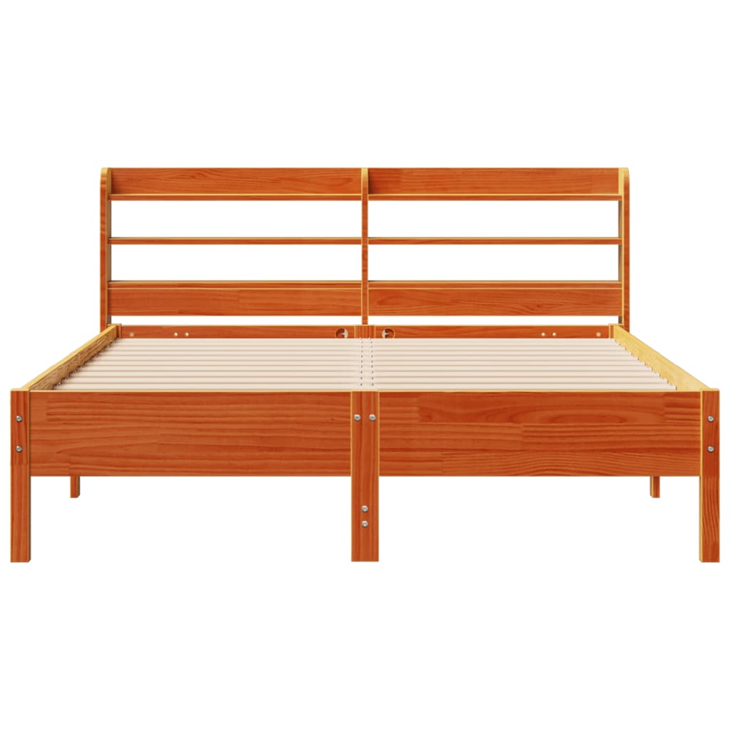 Bed met matras massief grenenhout wasbruin 140x190 cm