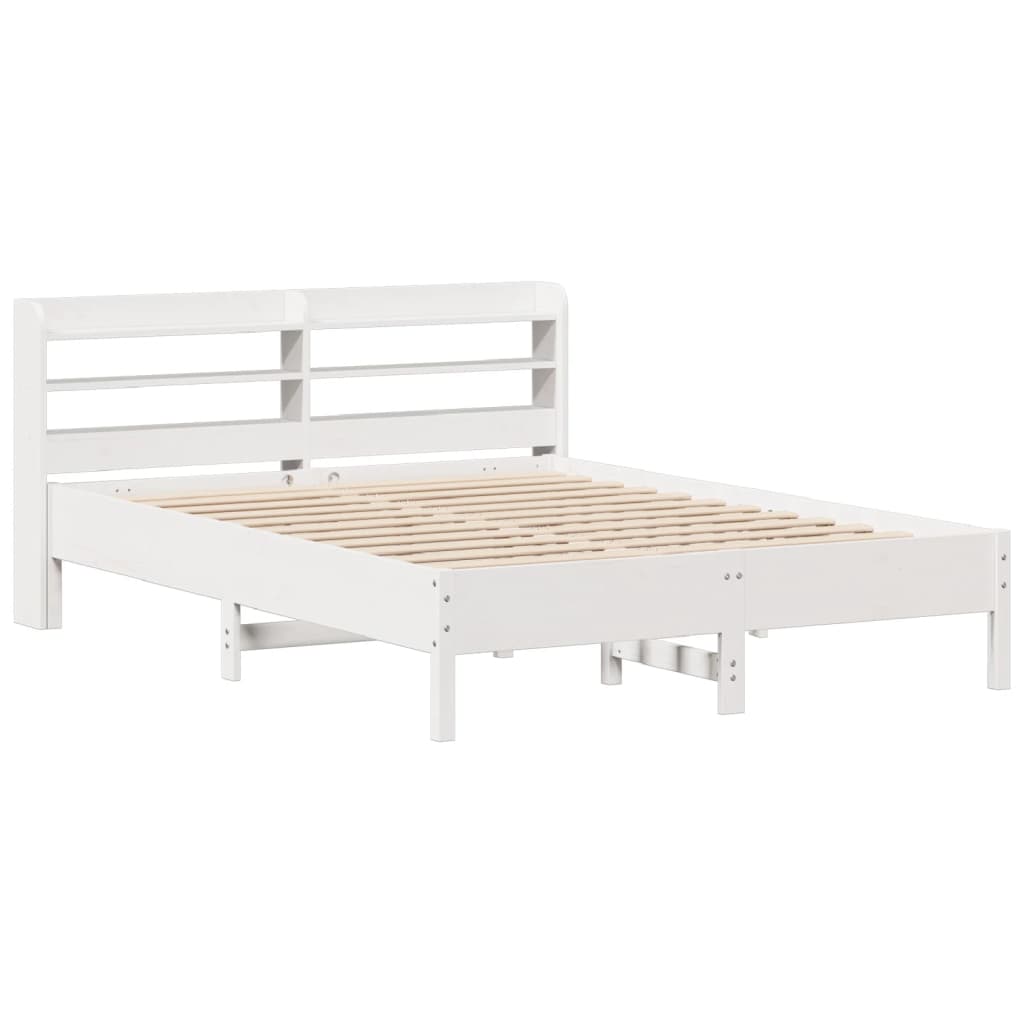 Bedframe zonder matras massief grenenhout wit 135x190 cm