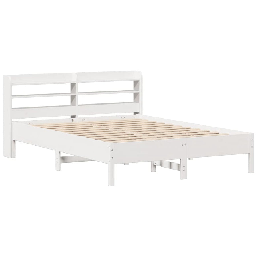 Bedframe zonder matras massief grenenhout wit 135x190 cm