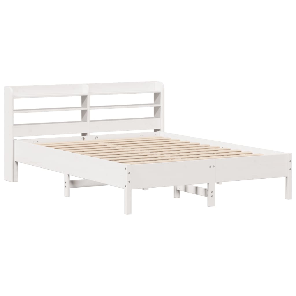 Bedframe zonder matras massief grenenhout wit 135x190 cm