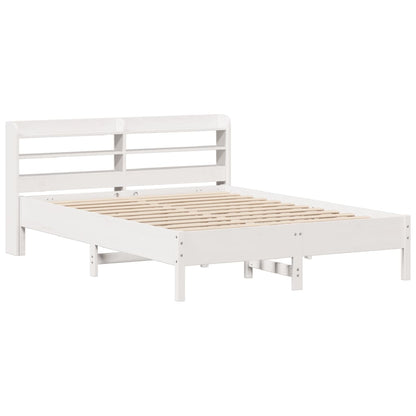 Bedframe zonder matras massief grenenhout wit 135x190 cm