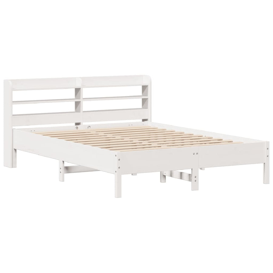 Bedframe zonder matras massief grenenhout wit 135x190 cm