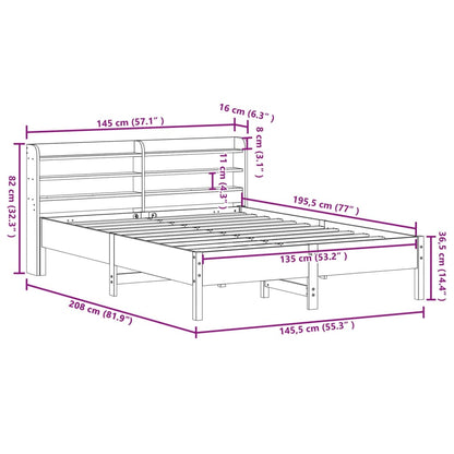 Bedframe zonder matras massief grenenhout wit 135x190 cm