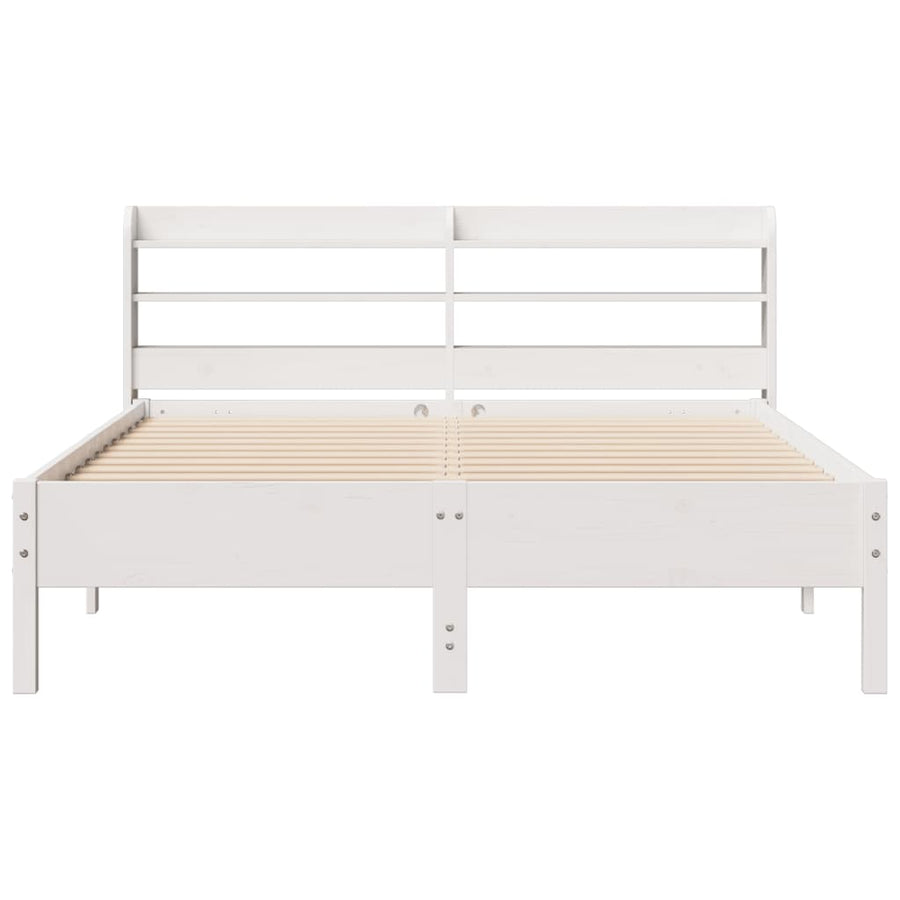Bedframe zonder matras massief grenenhout wit 135x190 cm