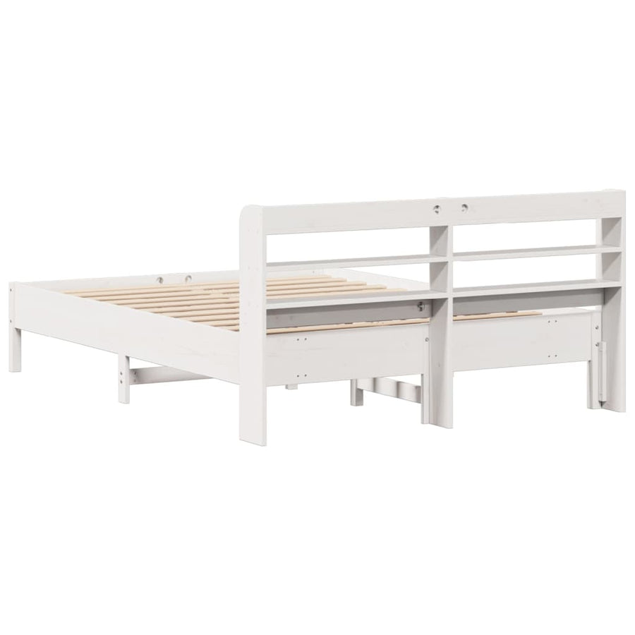 Bedframe zonder matras massief grenenhout wit 135x190 cm