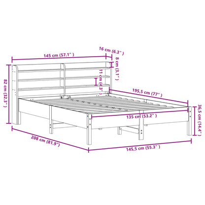 Bedframe zonder matras massief grenenhout wasbruin 135x190 cm