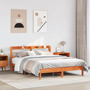 Bed frame without mattress solid pine wax brown 135x190 cm