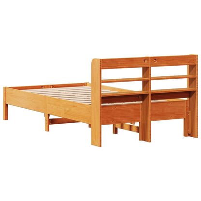 Bedframe zonder matras massief grenenhout wasbruin 120x190 cm