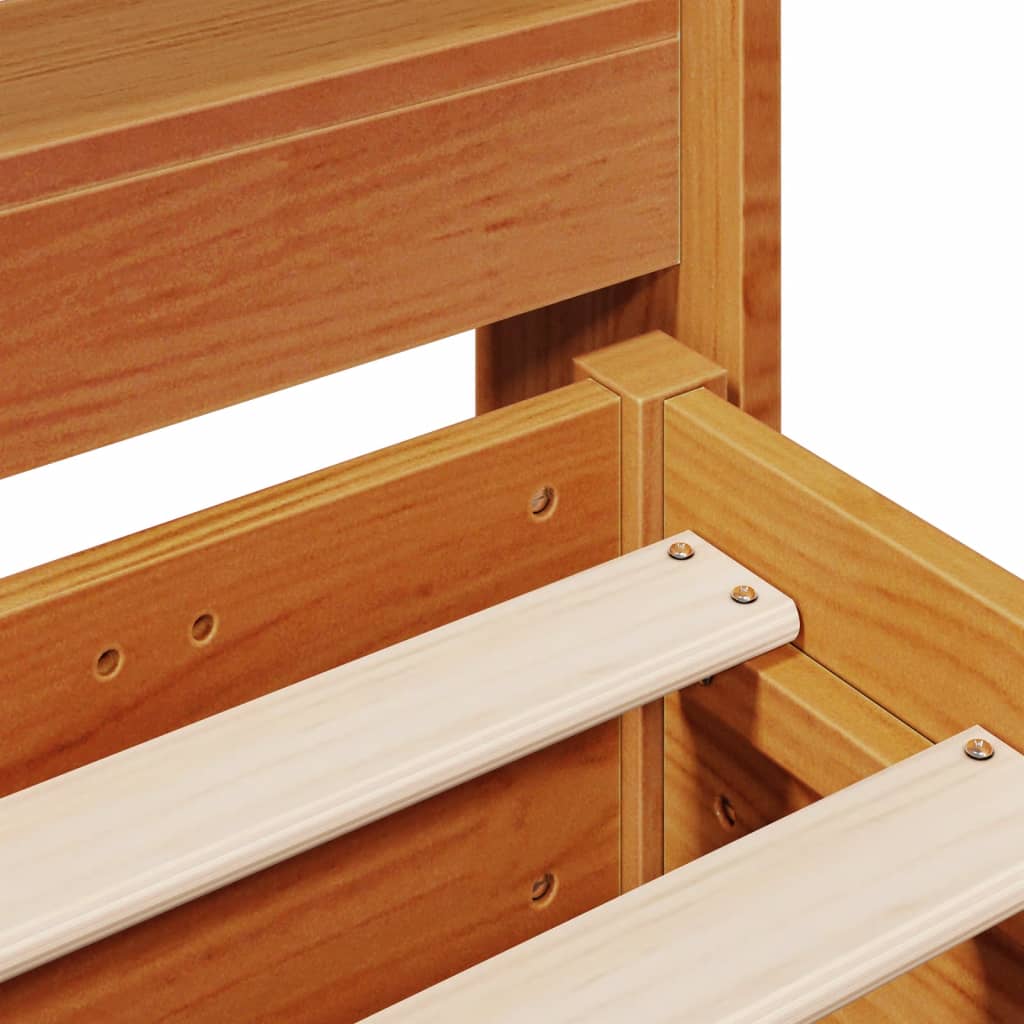 Bedframe zonder matras massief grenenhout wasbruin 120x190 cm