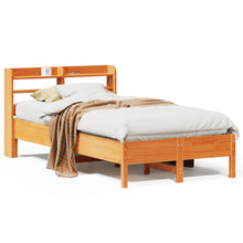 Bedframe zonder matras massief grenenhout wasbruin 120x190 cm
