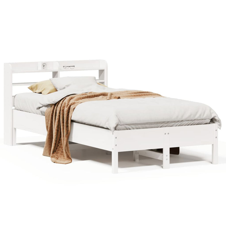Bedframe zonder matras massief grenenhout wit 75x190 cm