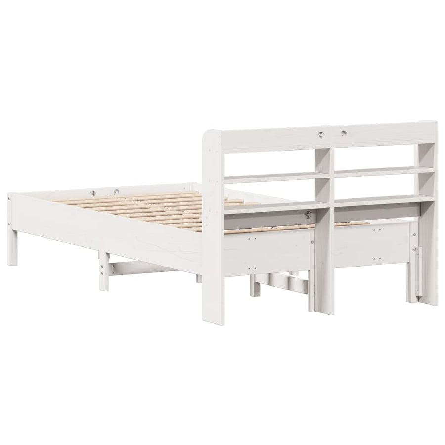 Bedframe zonder matras massief grenenhout wit 75x190 cm