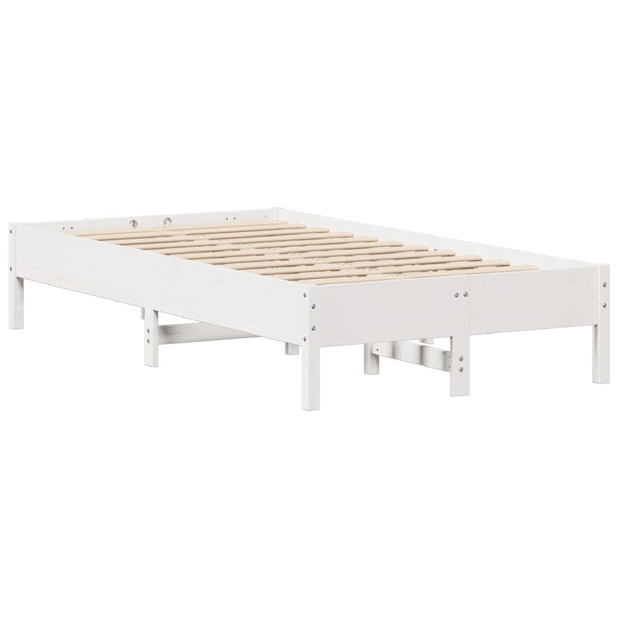 Bedframe zonder matras massief grenenhout wit 75x190 cm