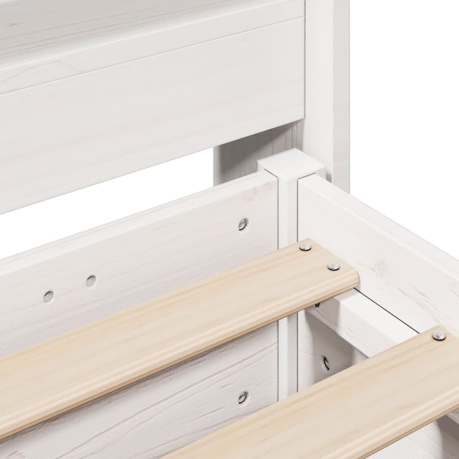 Bedframe zonder matras massief grenenhout wit 75x190 cm