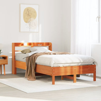 Bedframe zonder matras massief grenenhout wasbruin 75x190 cm