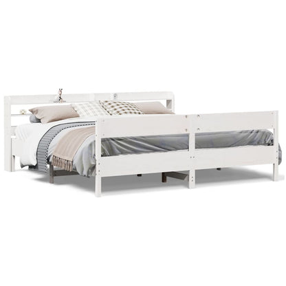Bedframe zonder matras massief grenenhout wit 200x200 cm