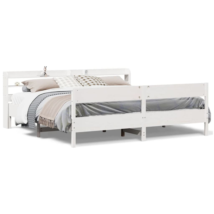 Bedframe zonder matras massief grenenhout wit 200x200 cm