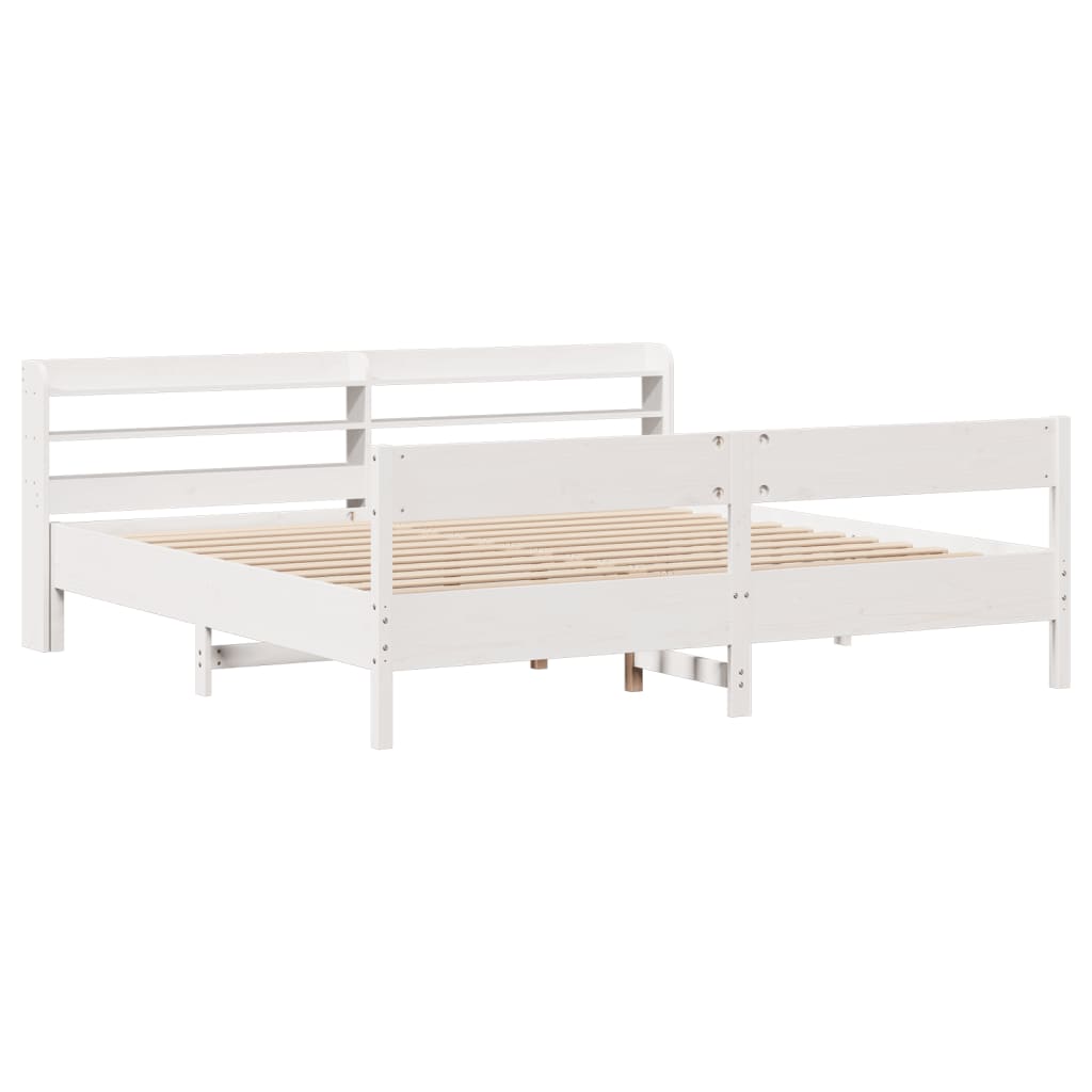 Bedframe zonder matras massief grenenhout wit 200x200 cm