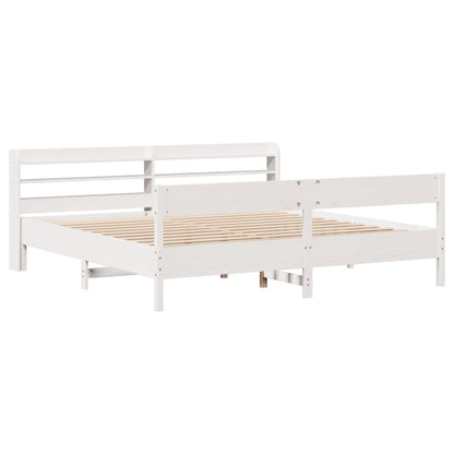 Bedframe zonder matras massief grenenhout wit 200x200 cm